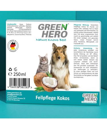 Green Hero Nursing Pray Kokos 250ml - Intensive Fur Care Spray for Dogs & Cats | Coconut Water Paraben-Free No Microplastics or Dyes - Buy Online on SooperMarket.com