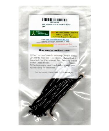 Vanilla Products USA 10 Tahitian Near Gourmet Grade A/B Vanilla Beans PNG 45"