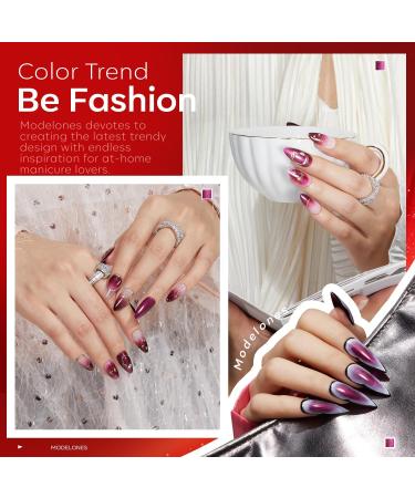Modelones Gel Nail Polish Set 6 Colors Red Glitter Gel Polish Burgundy 9D Cat Eye Gel Nail Polish with Magnet Chameleon Shimmer Magnetic Gel Polish Set Nail Art DIY Salon Home for Women - Buy Online on SooperMarket.com
