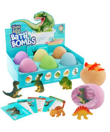 Bath Bombs for Kids - Kids Bath Bomb with Surprise Inside - Dinosaur Toys Gift for Boys and Girls Ages 3 4 5 6 7 & 8 Years Old Easter Toy Kid Gifts - Fun Educational Bath Toys. Dino Egg Fizzy Set