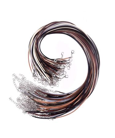 TUPARKA 60 Pcs Waxed Necklace Cord with Clasp 6 Assorted Colors 2mm Necklace Rope for DIY Bracelet Necklace Jewelry Making Accessories Multicolor