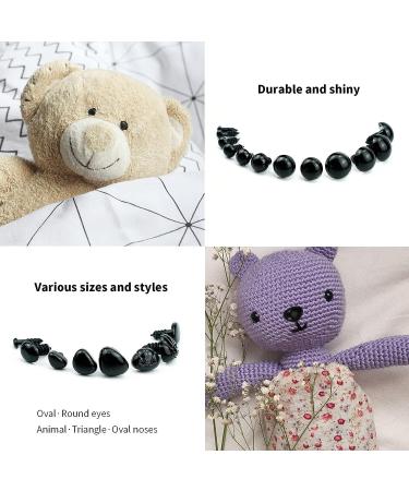 800PCS Safety Eyes & Noses for Amigurumi - 2 Boxes, Black Plastic Craft Doll Eyes with Washers for Crochet Stuffed Animals, Assorted Sizes - Includes Size Chart - Buy Online on SooperMarket.com