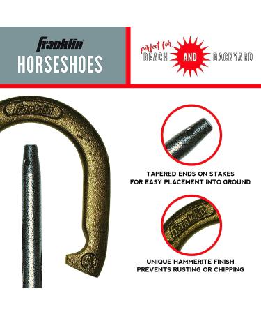 Franklin Sports Horseshoes Sets - Metal Horseshoe Game Sets for Adults + Kids - Official Weight Steel Horseshoes - Beach + Lawn Horseshoes Sets - Sets Include (4) Horseshoes and (2) Ground Stakes Starter - Buy Online on SooperMarket.com