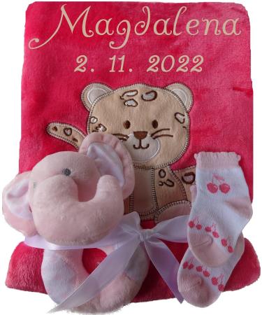 Wuff-Dogsworld Personalized Baby Blanket | Custom Name Embroidery & Gift Set - Baby Rattle or Socks for Baptism & Birth (Boy/Girl) - Buy Online on SooperMarket.com