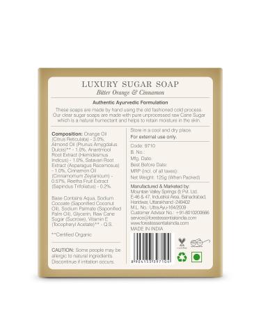 Buy Forest Essentials Luxury Sugar Soap Bitter Orange & Cinnamon - 125g | Premium Natural Ingredients for Skin Care | International Shipping Available - Buy Online on SooperMarket.com
