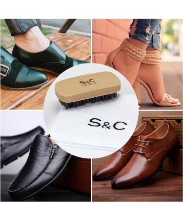 Stone and Clark Horse Hair Shoe Brush - Premium Leather Polish Brush with 100% Horse Hair Bristles - Concaved Beech Wood Handle - Travel Set - Buy Online on SooperMarket.com