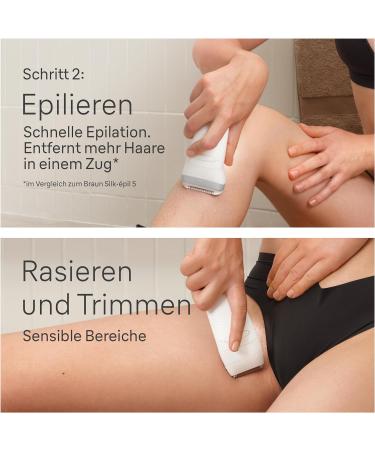 Braun Silk- pil 7 SkinSpa All-in-One Set | Best Epilator & Hair Remover for Women | Long-Lasting Hair Removal & Massage Attachment - White/Silver - Buy Online on SooperMarket.com