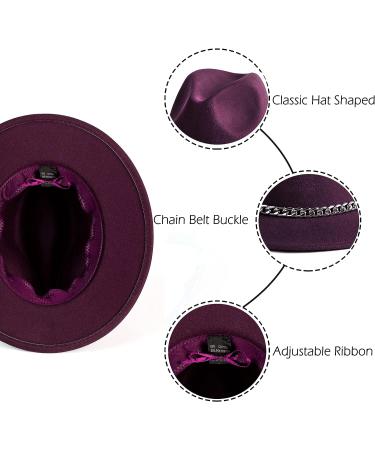 Gossifan Wine Red Fedora Hat with Chain Belt Buckle - Size 7 1/8-7 1/4 - Buy Online on SooperMarket.com