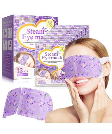 IFUDOIT Steam Eye Mask 12 Packs Lavender Self Heating Eye Mask SPA Warm Eye Mask Disposable Heated Sleep Eye Mask for Dry Eyes Dark Circles Puffy Eyes Puffiness Relief Stress Eye Fatigue Migraine