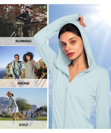 Women's UPF 50+ Sun Protection Long Sleeve Jacket with Zip Pockets - Light Blue, Small - Buy Online on SooperMarket.com