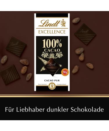 Lindt Excellence 100% Cocoa - Noble Bitter Chocolate 50g | Vegan Dark Chocolate | Extra Strong & Intensive Cocoa Taste | Perfect Chocolate Gift - Buy Online on SooperMarket.com