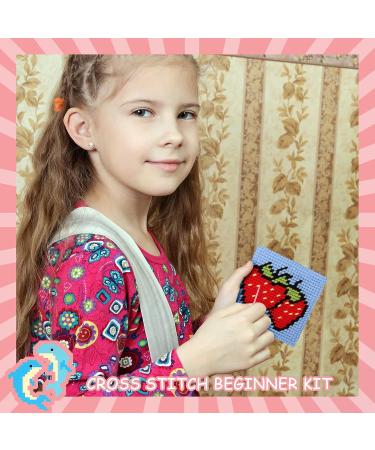 Pllieay Kids 10-in-1 Cross Stitch Beginner Kit with 10 Patterns, Plastic Canvas, and Colored Threads - Needlepoint Starter Set for Kids - Buy Online on SooperMarket.com