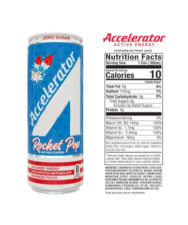 Accelerator Rocket Pop Energy Drink - 12 fl oz Can (Pack of 12) | Buy Internationally - Buy Online on SooperMarket.com