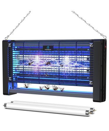 Homesuit Indoor Bug Zapper 20W Powerful 3000V Electric Bug Zapper Mosquito Moth Wasp Insect Zapper Fly Trap Bug Lamp Light for Home Office Use Including 2 Pack Replacement Bulbs(Black)