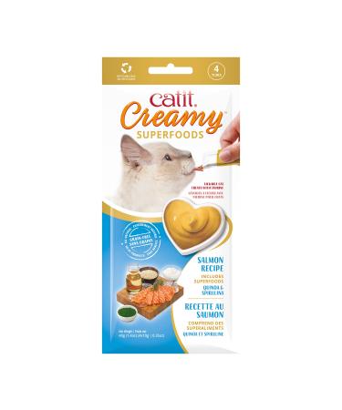 Catit Creamy Superfood lick paste for cats with salmon and the superfoods quinoa and spirulina
