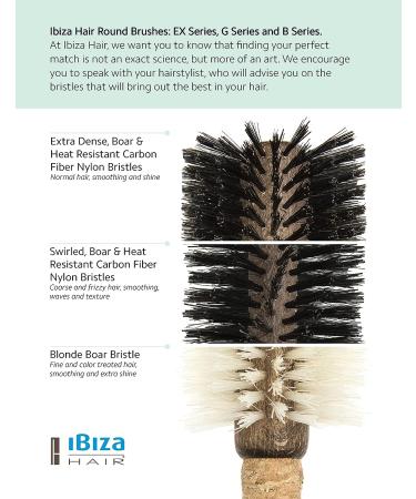 Ibiza Hair Professional Round Boar Hair Brush - Lightweight Cork Handle, Reinforced Bristles - Adds Texture & Shine for Medium to Long Hair - Buy Online on SooperMarket.com