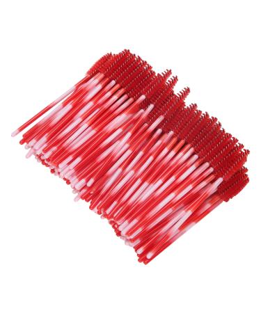 Eyelash Brush Mini Makeup Brushes Mascara Wands Mascara Wands Applicator Disposable Eyebrow Brush Set 200pcs Eyelash Extension Cosmetic Tool (Bright Red)