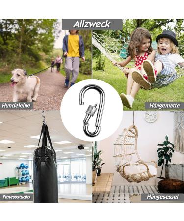 Buy DONQL 4 STK M6 Stainless Steel Carabiner Hooks - 135 kg Load Capacity for Camping Keys & Outdoor Use - Buy Online on SooperMarket.com