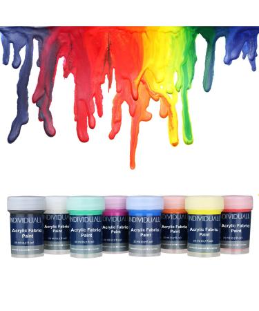 individuall Premium Fabric & Textile Paints Professional Grade Clothing Paint Set Art and Hobby Paints Craft Paint Set with 8 x 20 ml / 0.7 fl oz Vivid Colors for Beginners  Students  & Artists