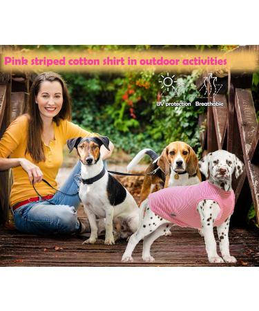 Cool Combed Cotton Dog Shirt for Medium-Sized Dogs | Sychien Striped Pink & Gray T-Shirt for French Bulldogs - Buy Online on SooperMarket.com