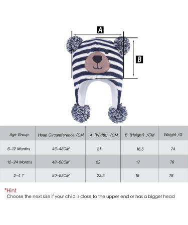LANGZHEN Infant Winter Hat Earflap Knit Fleece Lined Beanie for Boys Girls 6-12 Months - Navy Stripe + Grey - Buy Online on SooperMarket.com
