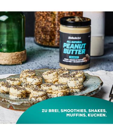 BiotechUSA Peanut Butter | Natural Vegan Protein | Gluten-Free High-Fiber 1kg Crunchy Spread - Enjoy Healthy Snacking! - Buy Online on SooperMarket.com