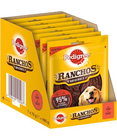 Pedigree dog snacks ranchos originals 7 Pack 7x70g - soft dog tackerlis with beef gently dried ideal for small and large dogs