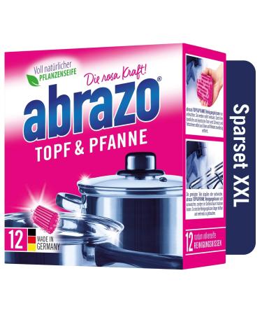 Abrazo pot & pan - 12 cleaning pillows for pots grill & oven flush with vegan plant soap kitchen sponge cleaning sponge 1 pack of 12 pieces.