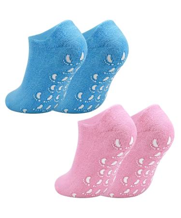 Jinlaili 2 pairs of moisturizing gel socks moisturizing gel socks with vitamin and oil infused moisture socks gel spa socks for repair and softening dry skin (a)