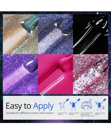 UR SUGAR Color Changing Gel Nail Polish Set - 6 Pcs Glitter Purple Thermal Magnetic Effect Kit - Soak Off Gel Nail Gift Box - Buy Online on SooperMarket.com