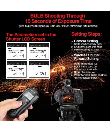 ENEGON Wireless Remote Shutter Release Control Timer for Nikon D5600 D7500 D850 and More Cameras - Buy Online on SooperMarket.com