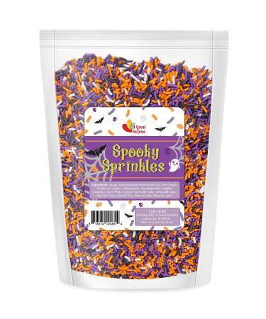 Halloween Sprinkles - Bulk Sprinkles -16 Oz - Orange, Black, Purple and White Jimmies