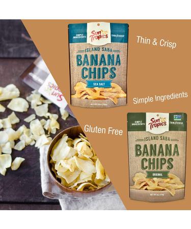 Sun Tropics Island Saba Banana Chips 4 oz (6 Pack) - Vegan, Gluten Free, Non GMO, Coconut Oil, Crispy Fruit Snacks - Buy Online on SooperMarket.com