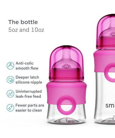 Smilo Baby Bottle Feeding Gift Set - Silicone Pacifier, Nipples, Cleaning Brush - Perfect for Girls & Boys - Pink - Buy Online on SooperMarket.com