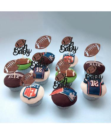 24 Pack Oh Baby American Football Cupcake Toppers Glitter Rugby Ball Oh Baby Cupcake Picks for Super Rugby Sports Theme Baby Shower Kids Birthday Party Cake Decorations Brown 1-oh Baby - Buy Online on SooperMarket.com