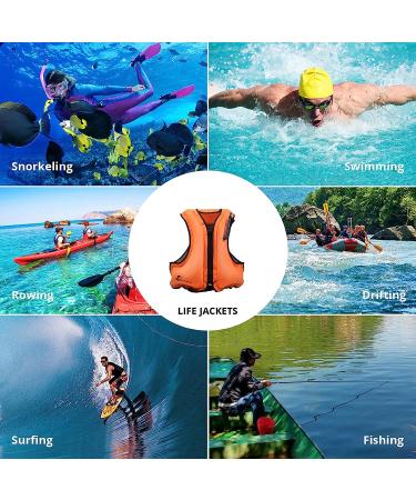 OMOUBOI Inflatable Snorkel Vest for Adults | Lightweight Buoyancy Aid for Swimming, Snorkeling, and Diving | Adjustable Leg Straps | Orange | 90-220 lbs - Buy Online on SooperMarket.com