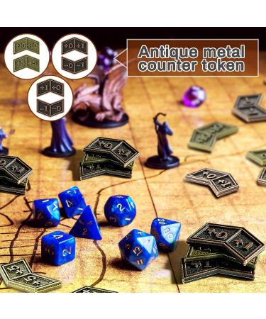 60 Pieces Magic Gathering Counters Tokens Antique Gold Metal Tokens Counters Double Sided Compatible with CCG and MTG with Velvet Drawstring Pouch - Buy Online on SooperMarket.com