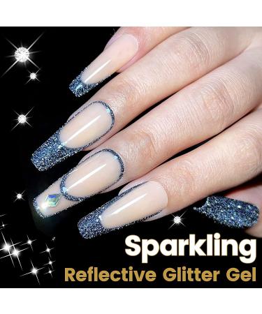 YTD Likomey Reflective Glitter Gel Nail Polish 15ml - Black Flash Diamond Disco DJ Shimmer UV Gel Varnish - Salon Quality Sparkly Soak Off Nail Polish - 0.5 Fl Oz (Pack of 1) - Buy Online on SooperMarket.com