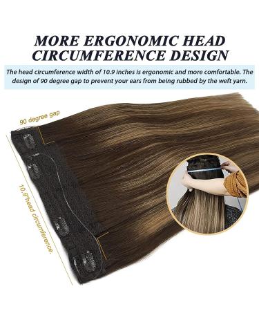 GOO GOO Balayage Chocolate Brown to Caramel Blonde Human Hair Extensions - 16 Inch Invisible Wire Hairpiece - Buy Online on SooperMarket.com