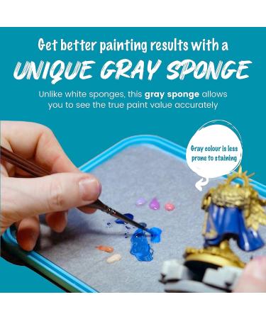 WetNDri Stay Wet Palette Kit for Acrylic Miniature Painting - 50pc Pallet Paper, 2 Sponge, Warhammer 40K Model Paint Brush Holder - Paint Mixing Storage Container with Lid - Buy Online on SooperMarket.com