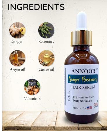 Ginger Rosemary Hair Serum by Annoor | 2 Fl Oz | Nourish & Strengthen Hair Promote Growth & Scalp Renewal - Buy Online on SooperMarket.com