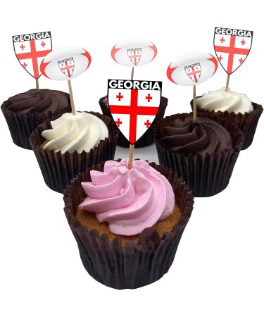 Georgia Flag Rugby Ball Food & Cupcake Picks Toppers Party Decorations (14 Pack) - Buy Online on SooperMarket.com