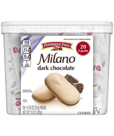 Pepperidge Farm Milano Dark Chocolate Cookies Multipack Tub White 0.75 Oz 20 Count