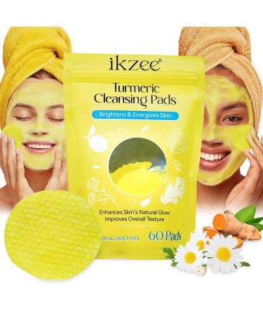 60 Pads Turmeric Cleansing Pads for Face Turmeric Face Scrub Pads Turmeric Exfoliating Pads Vitamin C & B5 Infused Water Oil Balance Nourish Acne Scar