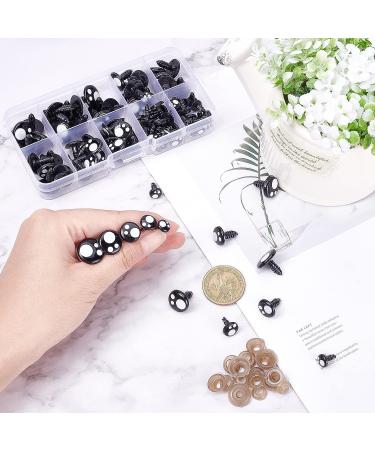 PandaHall Resin Safety Eyes 100pcs for Amigurumi & Crafts - Black Stuffed Teddy Bear Eyes in 5 Sizes (8/10/12/14/16mm) with Washers - 100 Pack - Buy Online on SooperMarket.com