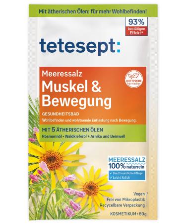 Teteseept Meeressalz Muscle & Movement - Health Bad for Relief after Movement with 5 essential oils - soothing bathing additive with natural sea salt - 1 x 80 g
