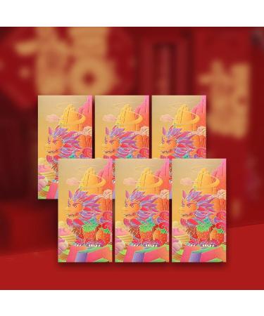 6Pcs Chinese Lunar Year Red Envelopes Hong Bao Gifts Traditional Lucky Money Envelopes for Birthday Festival Thanksgiving Golden Dragon - Buy Online on SooperMarket.com