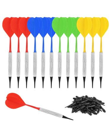 Accmor 12 Pcs Soft Tip Darts, Bar Dart, Plastic Tip Darts Set, Attach Extra 100 Black 2BA Replacement Tips, Soft Tip Darts for Electronic/Plastic Dartboard soft tips-style 1