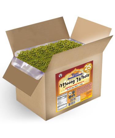 Rani Moong Whole (Ideal for Cooking & Sprouting Whole Mung Beans with Skin) Lentils Indian 400oz (25lbs) 11.36kg Bulk Box All Natural | Gluten Friendly | Non-GMO | Vegan | Indian Origin