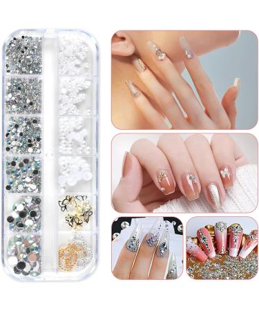 Rhinestones for Nails Nail Glitter Sequins Nail Decals with Crystals Nail Gems Diamonds for Nail Art Including Wax Pencil for Rhinestones And Rhinestone Picker - Buy Online on SooperMarket.com